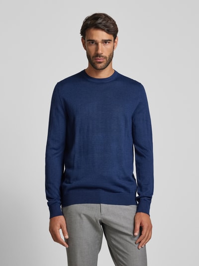 Peek & Cloppenburg Christian Berg MenStrickpullover mit Rundhalsausschnitt in dunkelblau melange Angebote
