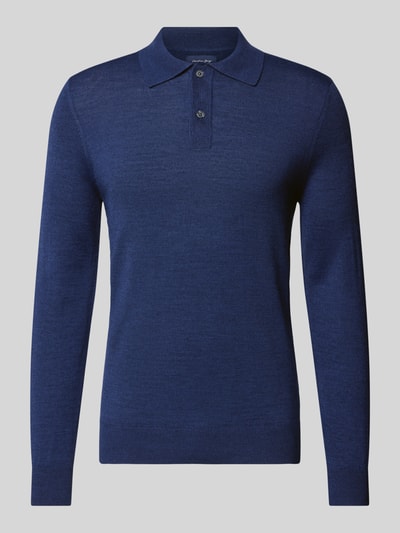 Peek & Cloppenburg Christian Berg MenSlim Fit Strickpullover mit Polokragen in dunkelblau melange im Angebot