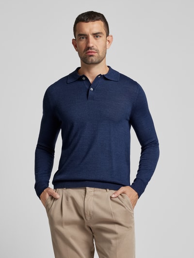 Peek & Cloppenburg Christian Berg MenSlim Fit Strickpullover mit Polokragen in dunkelblau melange im Angebot