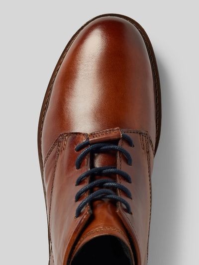 Peek & Cloppenburg bugattiDerby-Schuhe aus Leder mit Label-Print Modell 'Lobo' in cognac Blitzverkäufe