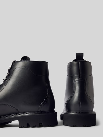 Peek & Cloppenburg BOSSSchnürboots aus Leder mit Zugschlaufe Modell 'Juylo' in black Saisonschlussverkauf