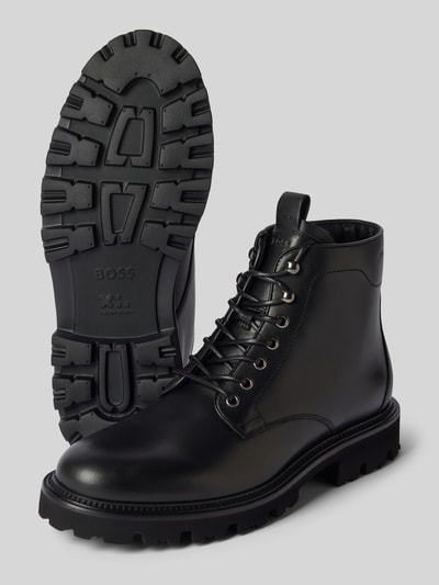 Peek & Cloppenburg BOSSSchnürboots aus Leder mit Zugschlaufe Modell 'Juylo' in black Saisonschlussverkauf