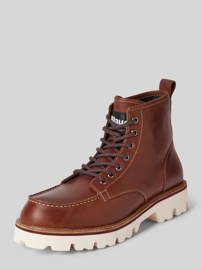 Peek & Cloppenburg Blauer USASchnürboots aus Leder mit Label-Detail Modell 'RUSK03' in cognac Valentinstagsangebot