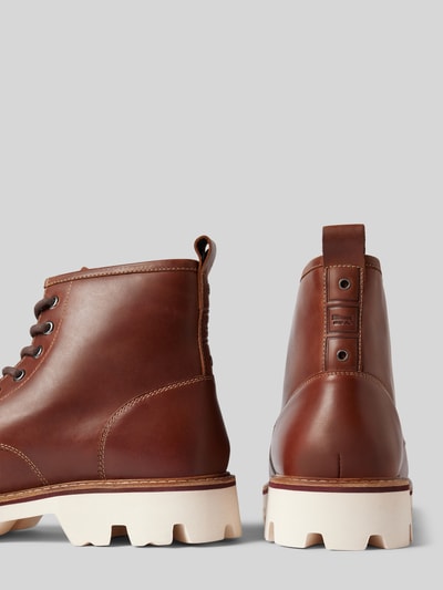 Peek & Cloppenburg Blauer USASchnürboots aus Leder mit Label-Detail Modell 'RUSK03' in cognac Valentinstagsangebot