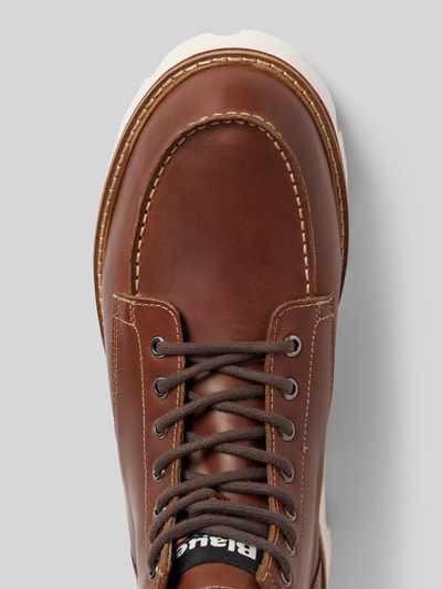 Peek & Cloppenburg Blauer USASchnürboots aus Leder mit Label-Detail Modell 'RUSK03' in cognac Valentinstagsangebot