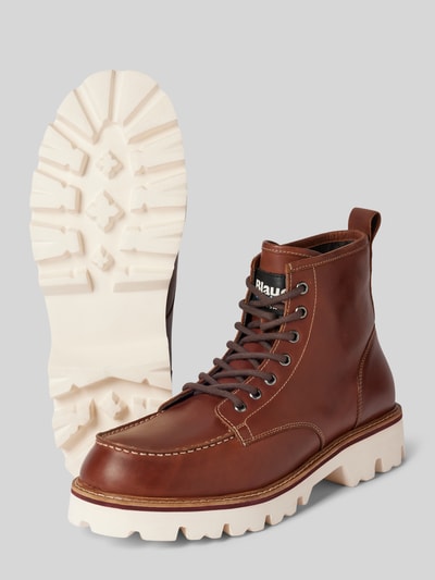 Peek & Cloppenburg Blauer USASchnürboots aus Leder mit Label-Detail Modell 'RUSK03' in cognac Valentinstagsangebot