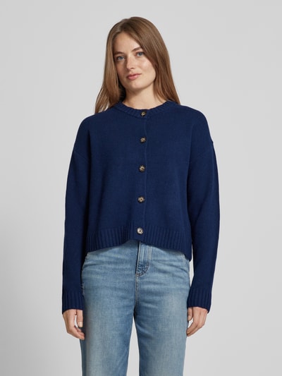 Peek & Cloppenburg Christian Berg WomanStrickjacke aus Wolle mit Rundhalsausschnitt in dunkelblau Kostenloser Versand
