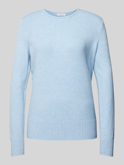 Peek & Cloppenburg Christian Berg WomanStrickpullover mit gerippten Abschlüssen in hellblau melange Großer Ausverkauf