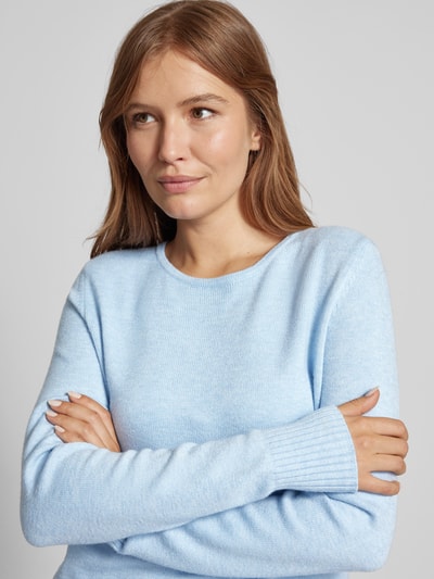 Peek & Cloppenburg Christian Berg WomanStrickpullover mit gerippten Abschlüssen in hellblau melange Großer Ausverkauf