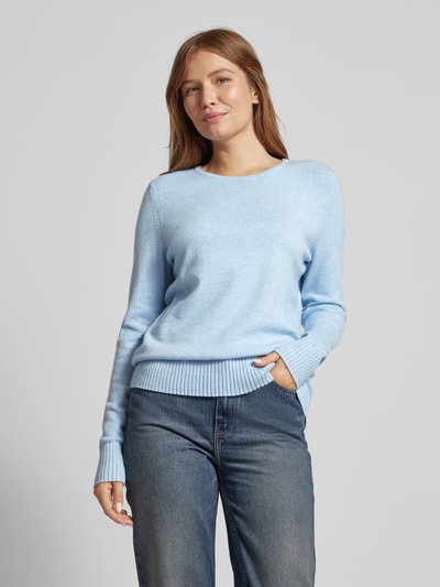 Peek & Cloppenburg Christian Berg WomanStrickpullover mit gerippten Abschlüssen in hellblau melange Großer Ausverkauf