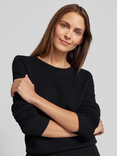 Peek & Cloppenburg Christian Berg WomanStrickpullover mit gerippten Abschlüssen in black Begrenztes Angebot