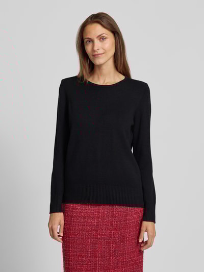 Peek & Cloppenburg Christian Berg WomanStrickpullover mit gerippten Abschlüssen in black Begrenztes Angebot