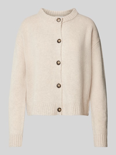 Peek & Cloppenburg Christian Berg WomanStrickjacke aus Wolle mit Rundhalsausschnitt in beige melange Black Friday