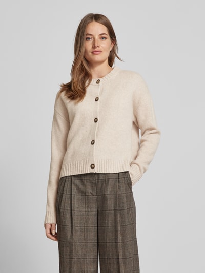 Peek & Cloppenburg Christian Berg WomanStrickjacke aus Wolle mit Rundhalsausschnitt in beige melange Black Friday
