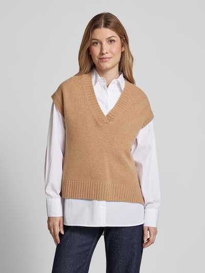 Peek & Cloppenburg Christian Berg WomanPullunder aus Lanawolle mit V-Ausschnitt in camel Valentinstagsangebot