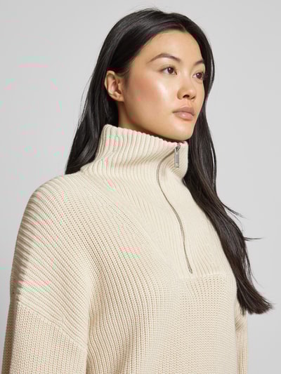 Peek & Cloppenburg Jake*s CasualStrickpullover mit Troyer-Kragen in ecru Blitzangebot