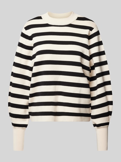 Peek & Cloppenburg Jake*s CollectionStrickpullover mit Ballonärmeln und Rundhalsausschnitt in offwhite Saisonale Angebote