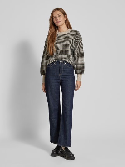 Peek & Cloppenburg KaffeStrickpullover mit gerippten Abschlüssen Modell 'ellery' in beige Räumungsverkauf