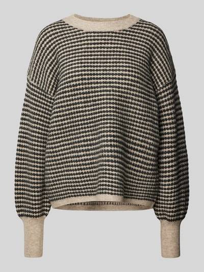 Peek & Cloppenburg KaffeStrickpullover mit gerippten Abschlüssen Modell 'ellery' in beige Räumungsverkauf