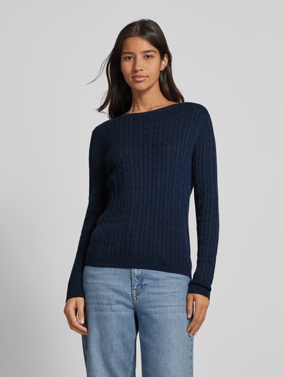 Peek & Cloppenburg Christian Berg WomanStrickpullover mit Zopfmuster in dunkelblau Kauf eins, bekomm eins gratis
