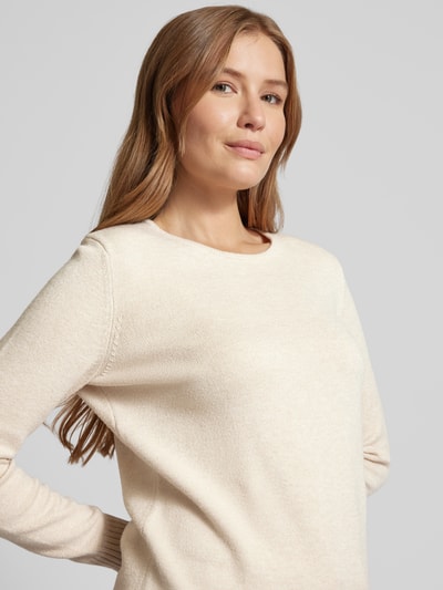 Peek & Cloppenburg Christian Berg WomanStrickpullover mit gerippten Abschlüssen in beige melange Bis zu 60% Rabatt