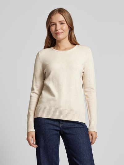 Peek & Cloppenburg Christian Berg WomanStrickpullover mit gerippten Abschlüssen in beige melange Bis zu 60% Rabatt