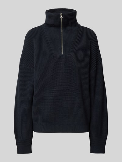 Peek & Cloppenburg Jake*s CasualStrickpullover mit Troyer-Kragen in dunkelblau Verkauf
