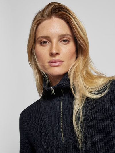 Peek & Cloppenburg Jake*s CasualStrickpullover mit Troyer-Kragen in dunkelblau Verkauf