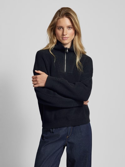 Peek & Cloppenburg Jake*s CasualStrickpullover mit Troyer-Kragen in dunkelblau Verkauf