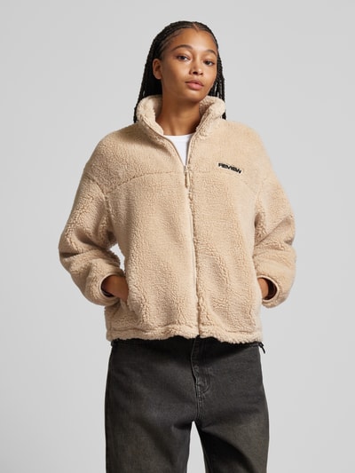 Peek & Cloppenburg ReviewSherpa Jacket mit Label-Patch in ecru Hotsell