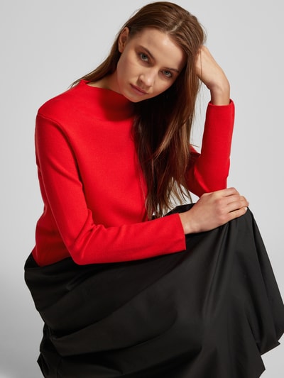 Peek & Cloppenburg MangoStrickpullover mit geripptem Stehkragen in rot im Angebot