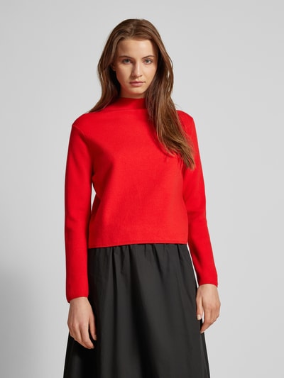 Peek & Cloppenburg MangoStrickpullover mit geripptem Stehkragen in rot im Angebot