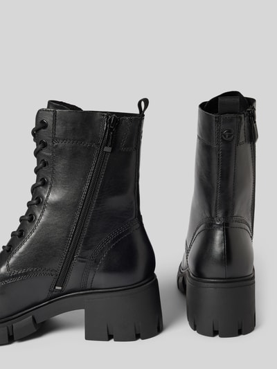 Peek & Cloppenburg TamarisSchnürboots aus Leder mit Ziernähten in black Heißer Verkauf