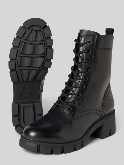 Peek & Cloppenburg TamarisSchnürboots aus Leder mit Ziernähten in black Heißer Verkauf