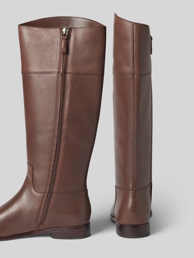 Peek & Cloppenburg Lauren Ralph LaurenLederstiefel mit Label-Stitching Modell 'JUSTINE' in dunkelbraun Discount Store für neue Produkte