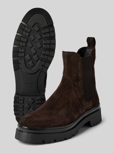 Peek & Cloppenburg GantChelsea Boots aus Leder mit Applikation Modell 'Aligrey' in dunkelbraun Auslauf