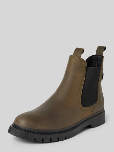 Peek & Cloppenburg TamarisChelsea Boots aus Leder mit Zugschlaufen in dunkelgruen Schlussverkauf