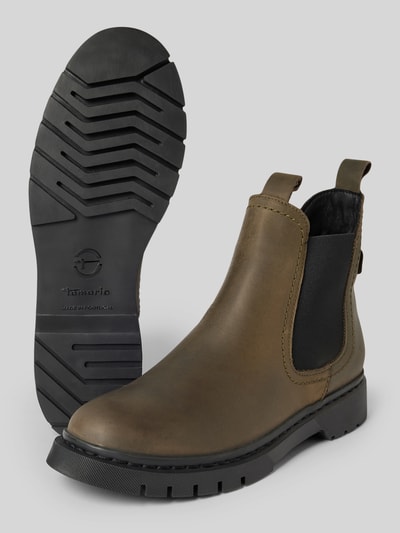 Peek & Cloppenburg TamarisChelsea Boots aus Leder mit Zugschlaufen in dunkelgruen Schlussverkauf