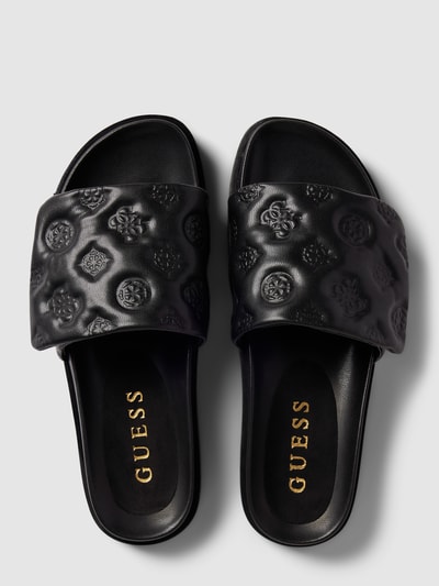 Peek & Cloppenburg GuessSandaletten mit Allover-Logo-Prägung Modell 'FABIO' in black Bis zu 60% Rabatt