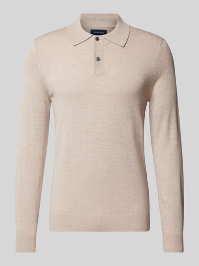 Peek & Cloppenburg Christian Berg MenSlim Fit Strickpullover mit Polokragen in sand melange Fabrikladen