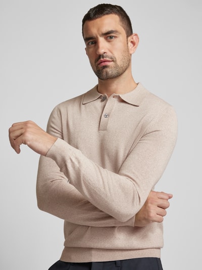 Peek & Cloppenburg Christian Berg MenSlim Fit Strickpullover mit Polokragen in sand melange Fabrikladen