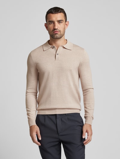 Peek & Cloppenburg Christian Berg MenSlim Fit Strickpullover mit Polokragen in sand melange Fabrikladen