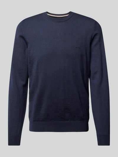 Peek & Cloppenburg BOSSStrickpullover aus Schurwolle Modell 'Botto' in marine Speichern exportieren