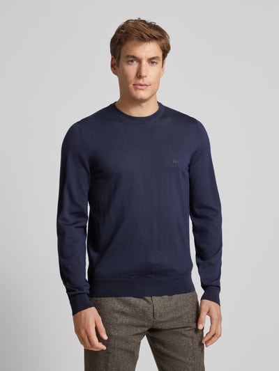 Peek & Cloppenburg BOSSStrickpullover aus Schurwolle Modell 'Botto' in marine Speichern exportieren