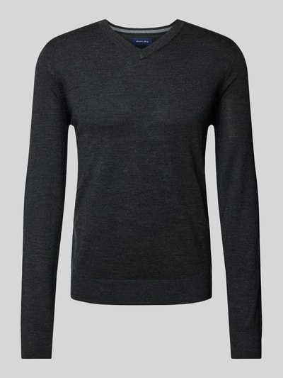 Peek & Cloppenburg Christian Berg MenStrickpullover mit V-Ausschnitt in anthrazit melange 50% Rabatt für begrenzte Zeit