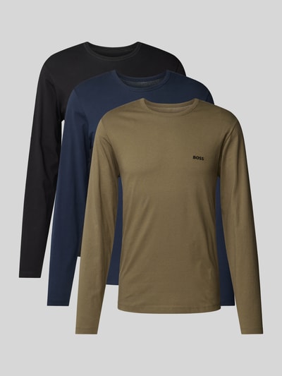 Peek & Cloppenburg BOSSLongsleeve mit Label-Stitching im 3er-Pack in oliv Exklusivangebot