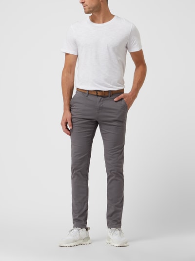 Peek & Cloppenburg Tom Tailor DenimSlim Fit Chino mit Gürtel in mittelgrau Saisonschlussverkauf