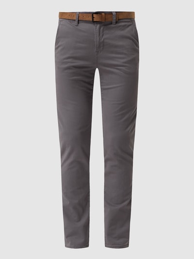 Peek & Cloppenburg Tom Tailor DenimSlim Fit Chino mit Gürtel in mittelgrau Saisonschlussverkauf