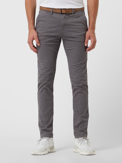 Peek & Cloppenburg Tom Tailor DenimSlim Fit Chino mit Gürtel in mittelgrau Saisonschlussverkauf