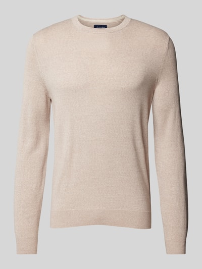 Peek & Cloppenburg Christian Berg MenStrickpullover mit Rundhalsausschnitt in sand melange VIP-Rabatte